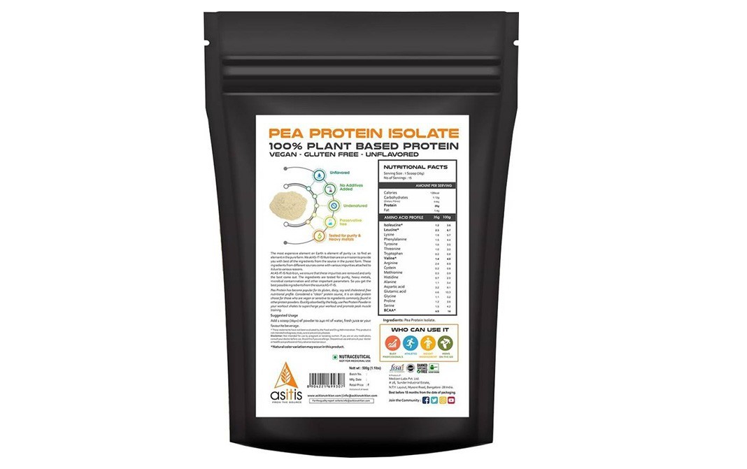 Asitis Pea Protien Isolate Powder    Pack  500 grams